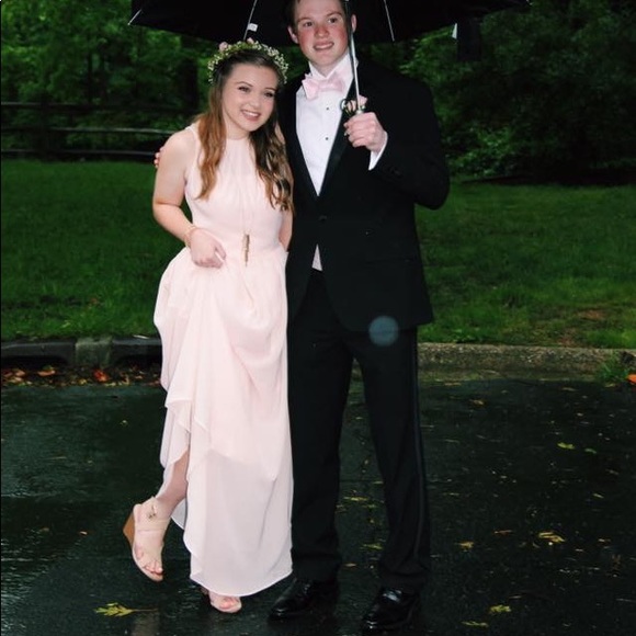 Light Pink Flowy Prom Dress - Picture 2 of 8